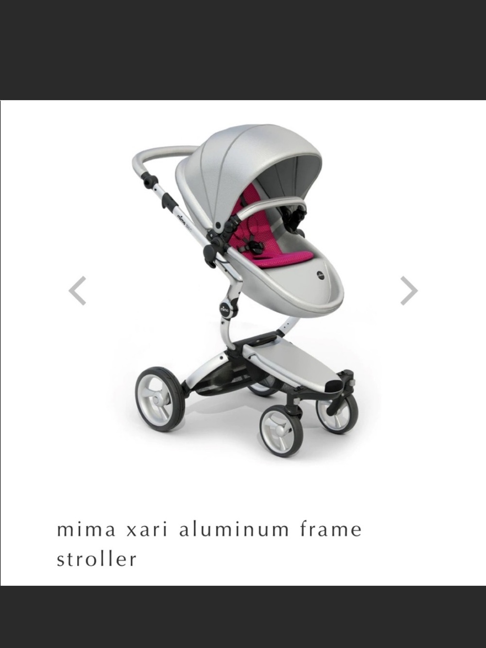 Mima Xari aluminum and leather Stroller - Silver Frame with Pink Seat